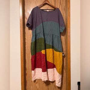 Thread & Sprout linen rainbow nature dress size 3 custom